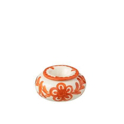 J-Line Ashtray Granada Ceramic White|Orange Large