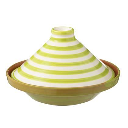 J-Line Tagine Granada Stripes Ceramic White/Green