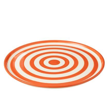 J-Line Plate Granada Stripes Ceramic White/Orange