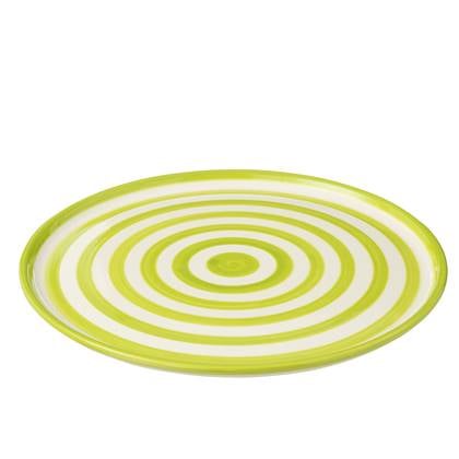 J-Line Plate Granada Stripes Ceramic White/Green