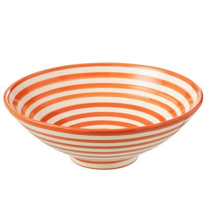 J-Line Lebrillo Bowl Granada Stripes Ceramic White/Orange