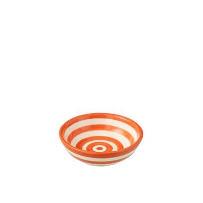 J-Line Bowl Granada Stripes Low Ceramic White|Orange Small