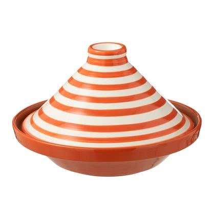 J-Line Tagine Granada Stripes Ceramic White/Orange