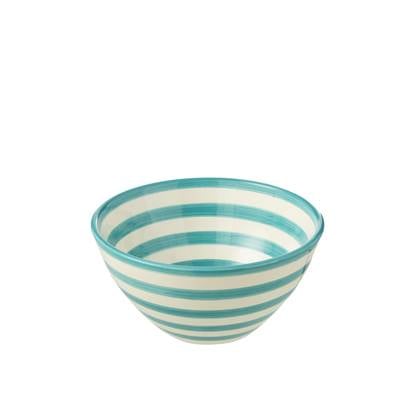 J-Line Bowl Granada Stripes High Ceramic White|Aqua Medium