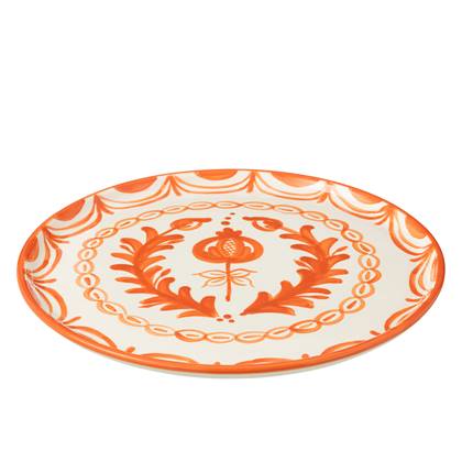 J-Line Plate Granada Ceramic White/Orange