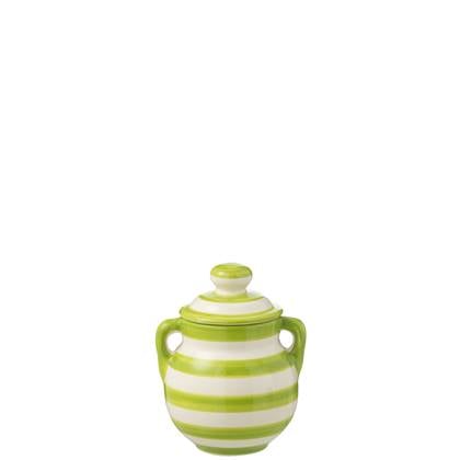 J-Line Jar Granada Stripes Ceramic White/Green