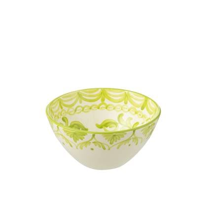 J-Line Bowl Granada High Ceramic White|Green Medium