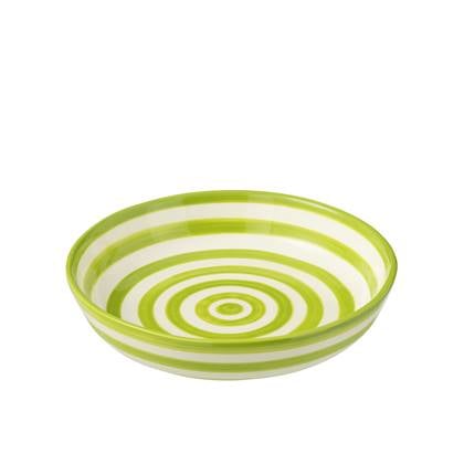 J-Line Bowl Granada Stripes Low Ceramic White/Green Large