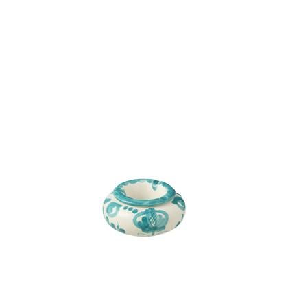 J-Line Ashtray Granada Ceramic White|Aqua Small