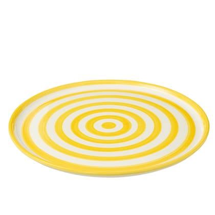 J-Line Plate Granada Stripes Ceramic White/Yellow