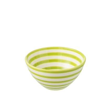 J-Line Bowl Granada Stripes High Ceramic White|Green Medium