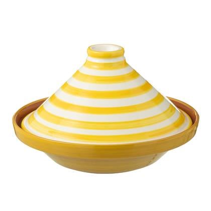 J-Line Tagine Granada Stripes Ceramic White/Yellow