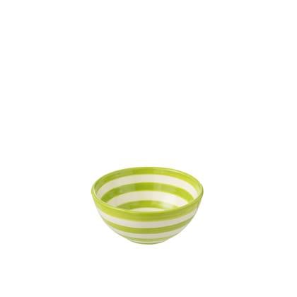 J-Line Bowl Granada Stripes High Ceramic White|Green Small