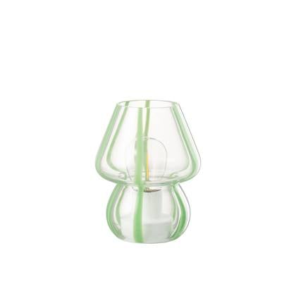 J-Line Tafellamp Strepen Glas Transparant|Groen Small