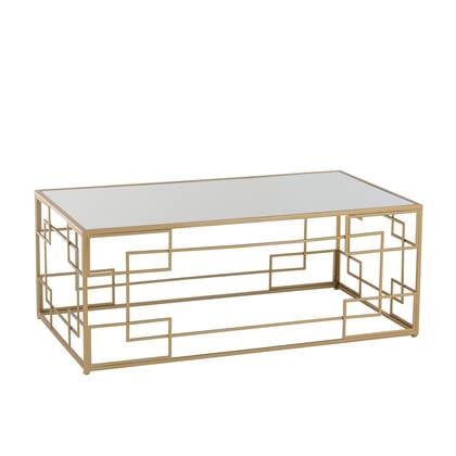 J-Line Salontafel Lijnen Metaal/Glas Goud - 120 x 66 x 47.5 cm