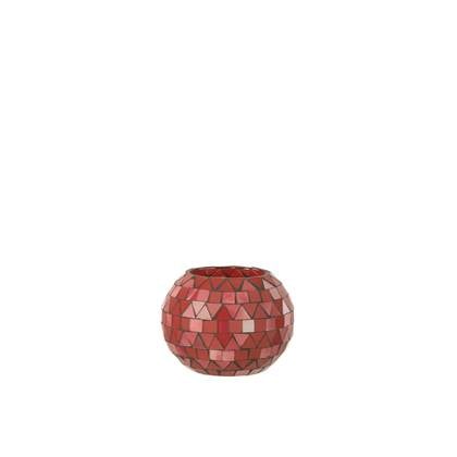 J-Line windlicht Mozaiek Driehoek - glas - rood|roze - small