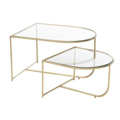 J-Line Set Van 2 Tafels Porte Metaal/Glas Goud