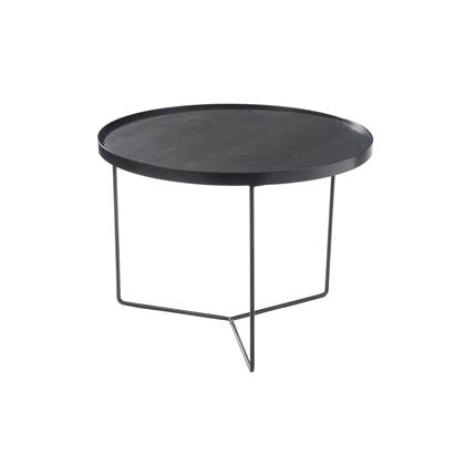 J-Line bijzettafel Rond - hout|metaal - donkerbruin - medium Zwart