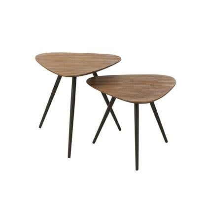 J-Line Set Van 2 Tafels Driehoek Gerecycleerd Teak Naturel