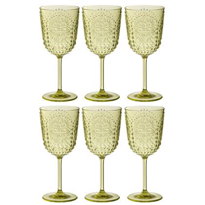 J-Line wijnglas Acryl - kunststof - groen - doos van 6