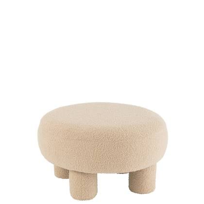 J-Line Kruk Rond Teddy Voeten Velvet Warm Beige