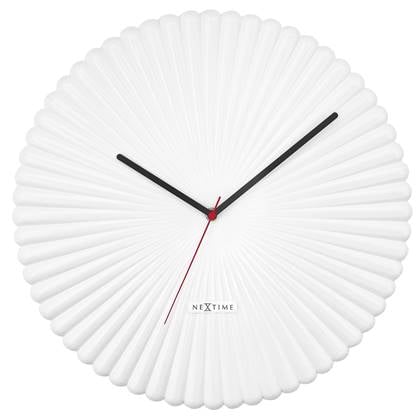 NeXtime  Wandklok 40cm - Stil - Wit - Polyresin -  'Mousse'