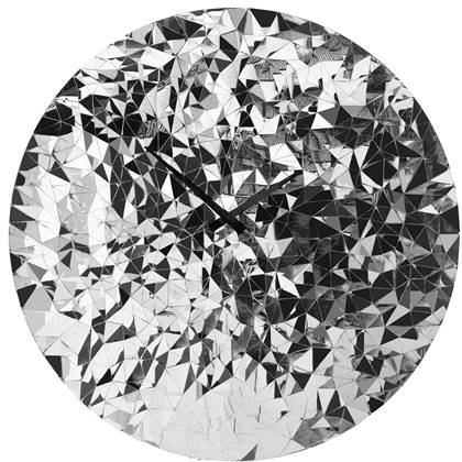 NeXtime  Wandklok 80cm-Stil-Chroom-RVS- 'Fragment'