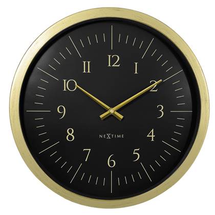 NeXtime  Wandklok 40 cm-Goud|Zwart-Plastic- 'Galaxy'