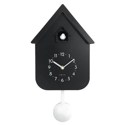 NeXtime  Wandklok 21,5x41,5x8,5 cm - Pendule - Zwart - Plastic -
