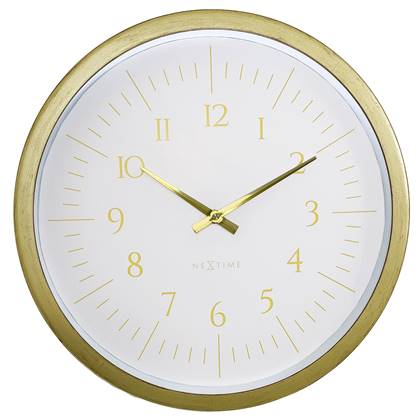 NeXtime  Wandklok 40 cm-Goud|Wit-Plastic- 'Galaxy'