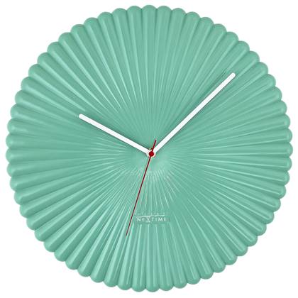 NeXtime  Wandklok 40cm - Stil - Groen - Polyresin -  'Mousse'