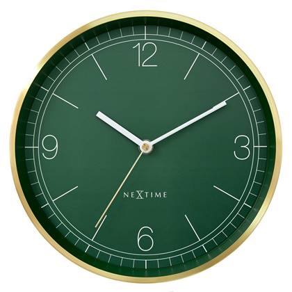 NeXtime  Wandklok 25cm - Stil - Goud|Groen - Metaal - 