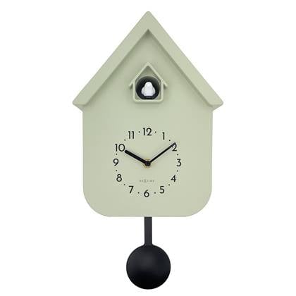 NeXtime  Wandklok 21,5x41,5x8,5 cm - Pendule - Olijfgroen - Plastic -