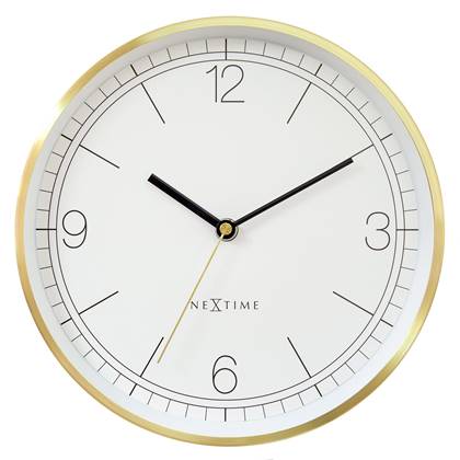 NeXtime  Wandklok 25cm - Stil - Goud|Wit - Metaal -  'Bolero'