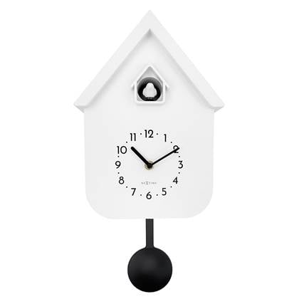 NeXtime  Wandklok 21,5x41,5x8,5 cm - Pendule - Wit - Plastic -