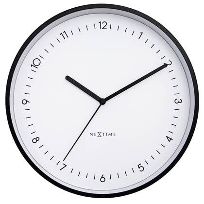 NeXtime Wandklok 30cm - Stil - Zwart|Wit - Aluminium -  Berlin