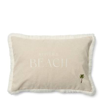 Riviera Maison Beach Palm Tree Pillow Cover 65x45 - Polyester - Flax