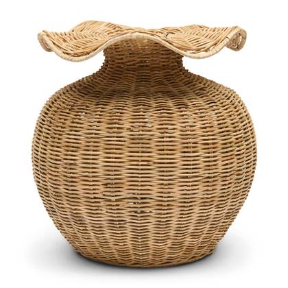 Riviera Maison Rustic Rattan Wavy Vase Decoration - Rattan Pitriet - Naturel - 30.0x30.0x30.0 cm