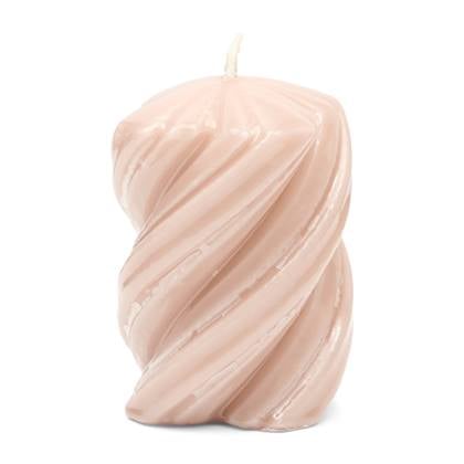 Riviera Maison Twisted Pillar Candle pink 6,5x9 - Paraffine - Roze