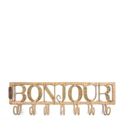 Riviera Maison Rustic Rattan Bonjour Coat Rack - Rattan Pitriet - Naturel - 50.0x5.0x15.0 cm