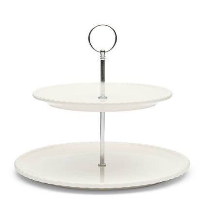 Riviera Maison Etagere 2 laags Wit - Elegant Twist Taartstandaard