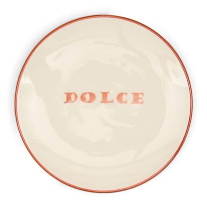 Riviera Maison Bella Dolce Cake Plate - Keramiek, Aardewerk - Rood - 15.5x15.5x2.0 cm