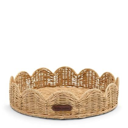 Riviera Maison Dienblad Rond Bruin - Benoa Serveerblad   - Rattan