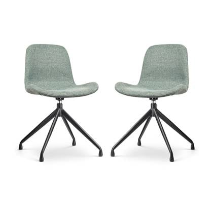 Nolon Nola-Fé Eetkamerstoelen Set van 2 Zacht Groen - Draaibaar - Stof - Zwart Metalen Onderstel