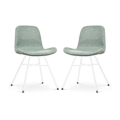 Nolon Noa-Fé Eetkamerstoelen Set van 2 Zacht groen - Stof - Wit Onderstel - Modern