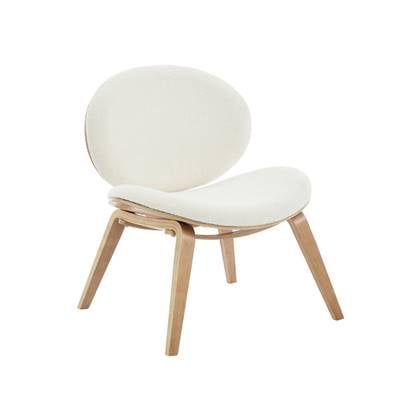sweeek - Relaxfauteuil met gebogen hout en gestructureerde badstof afwerking