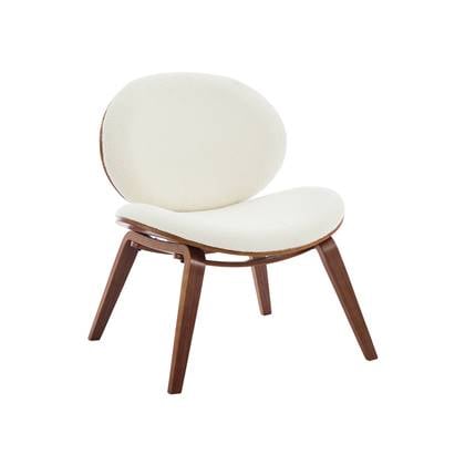 sweeek - Relaxfauteuil met gebogen hout en gestructureerde badstof Bruin
