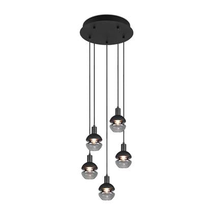 Trio Leuchten Mela - Hanglamp - Zwart - 5 Bollen