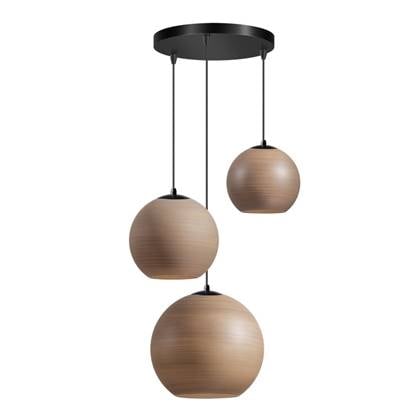 ETH Orb hanglamp 3x E27 taupe| glas 20-25-30cm | zwart Grijs