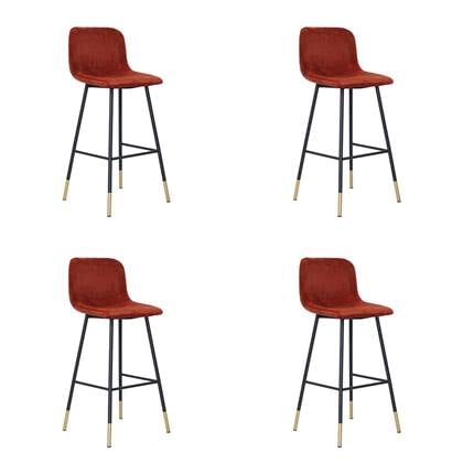 Bronx71 Velvet barkruk Mikky koper 68 - 79 cm - barkrukken set van 4